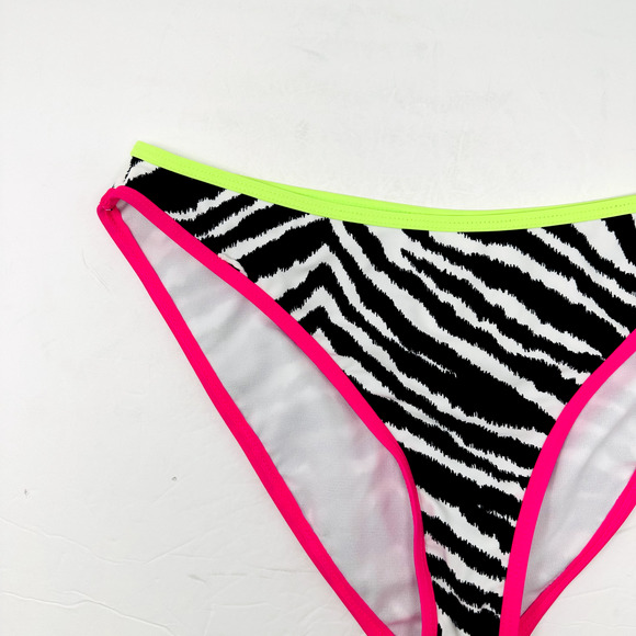 California Waves Womans Large Animal Hipster Bikini Swim Bottom Pink Green NWT - Picture 3 of 9